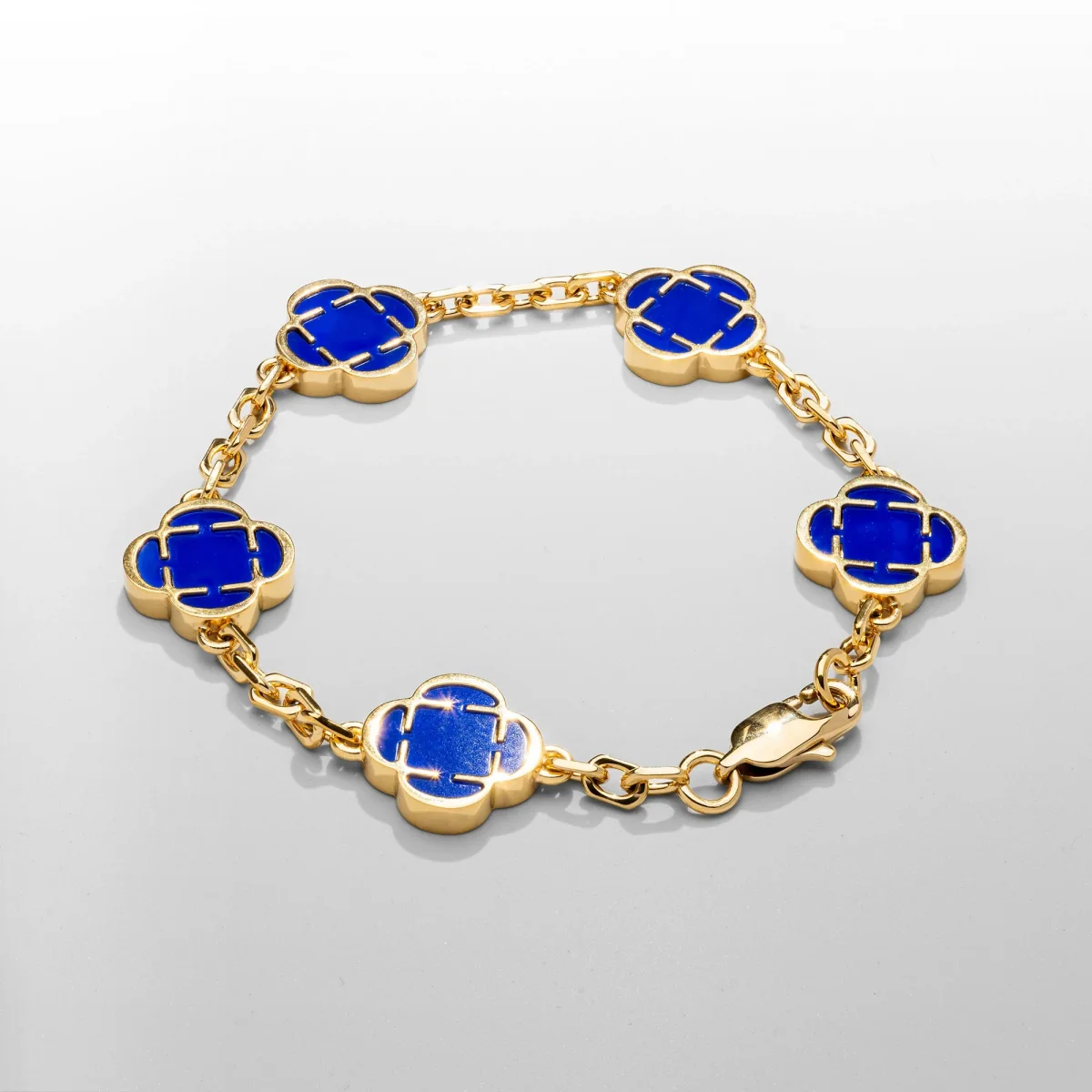 Blue Clover Stone Bracelet (Gold) – Bild 6