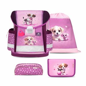 Ergonomische Schulranzen-Set für Mädchen – Belmil Classy Little Puppies (4-teilig), leicht & bequem